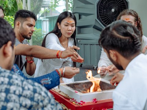 Ayurveda fire ceremony yoga teacher training